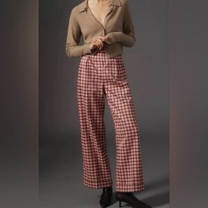 FRNCH Palmer Plaid Pink and Black Checkered Wide Leg Womens 3X Pants